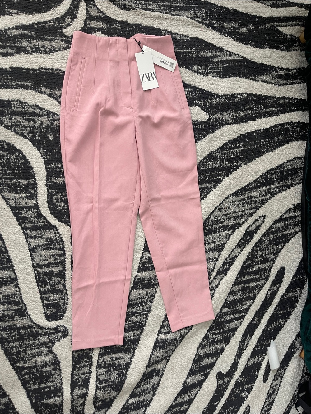 Zara Blush Pink High-Waist Tapered Pants
